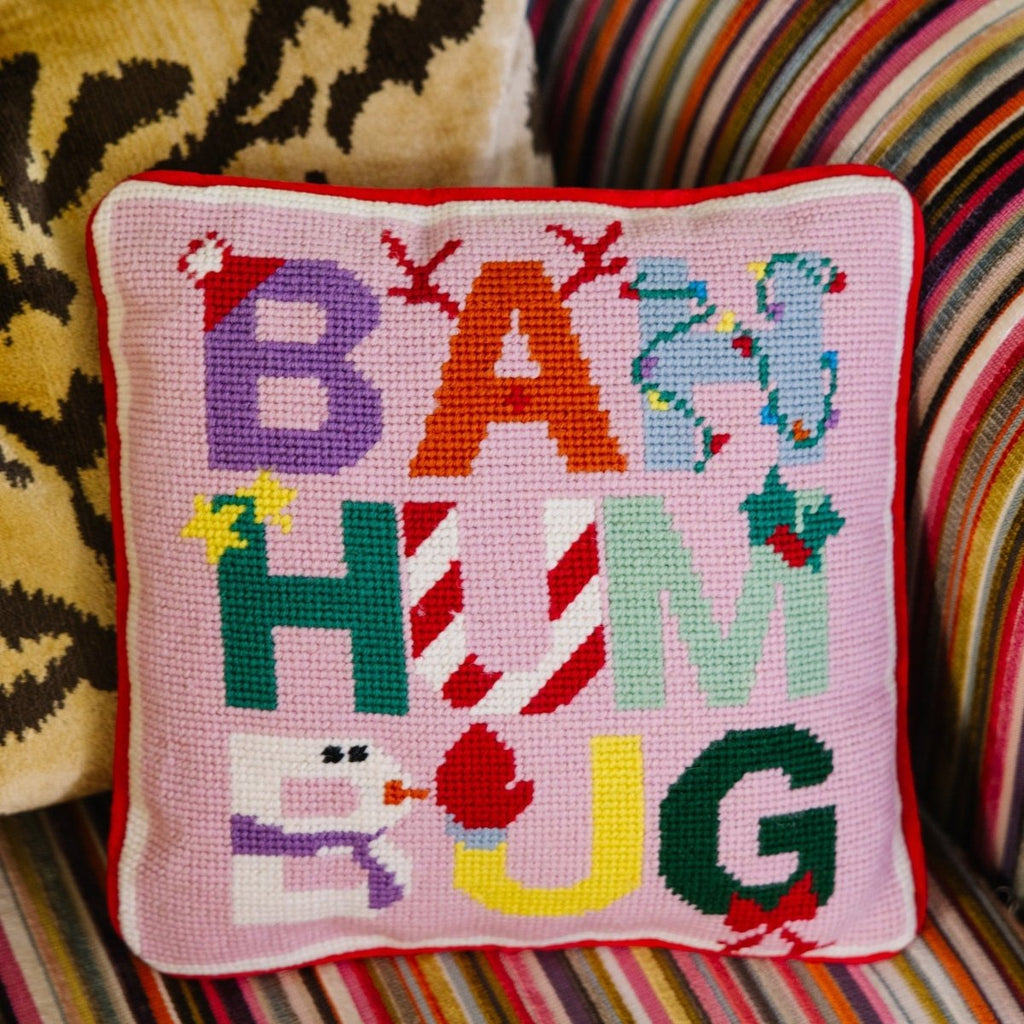 Bah Humbug Needlepoint Pillow - Liza Pruitt