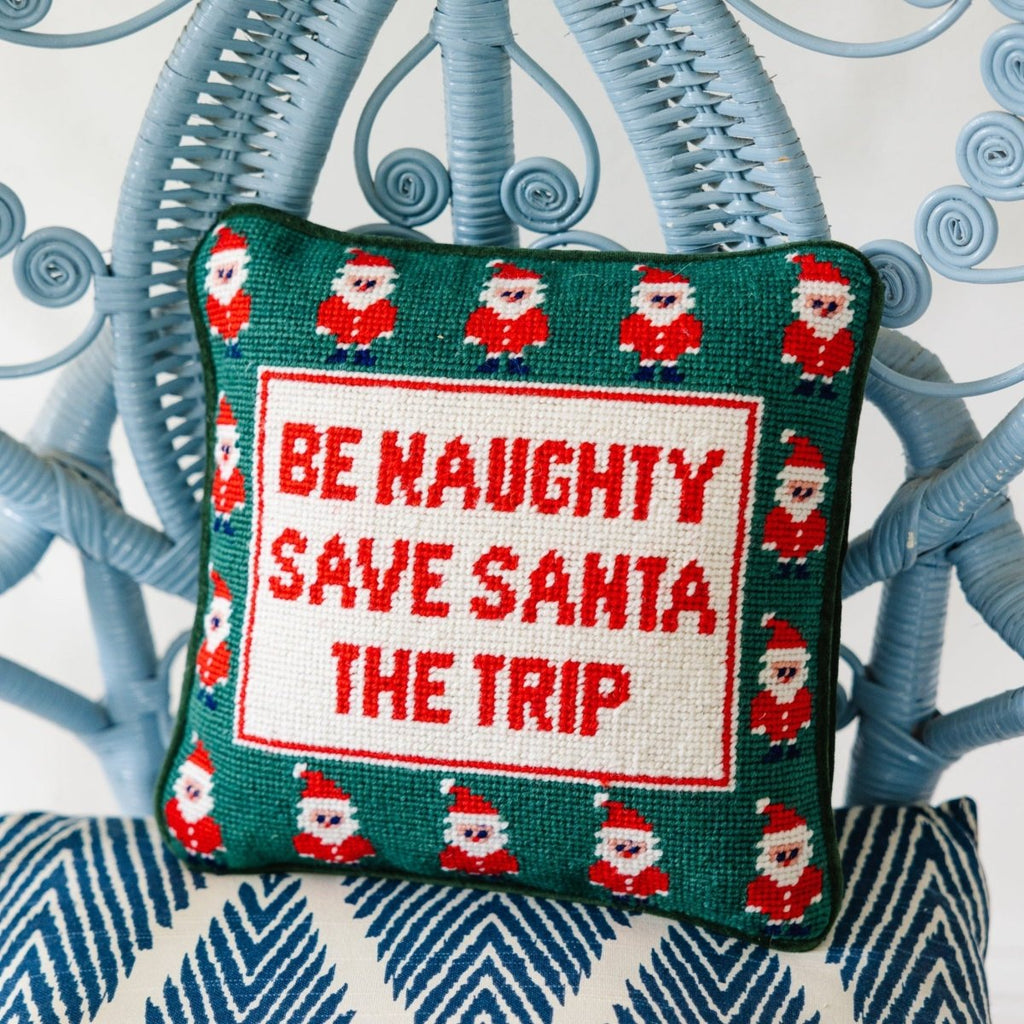 Be Naughty Needlepoint Pillow - Liza Pruitt