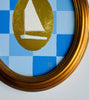 Blue Gingham & Cream Sail | 12.25" h x 10.25" w | Framed - Liza Pruitt