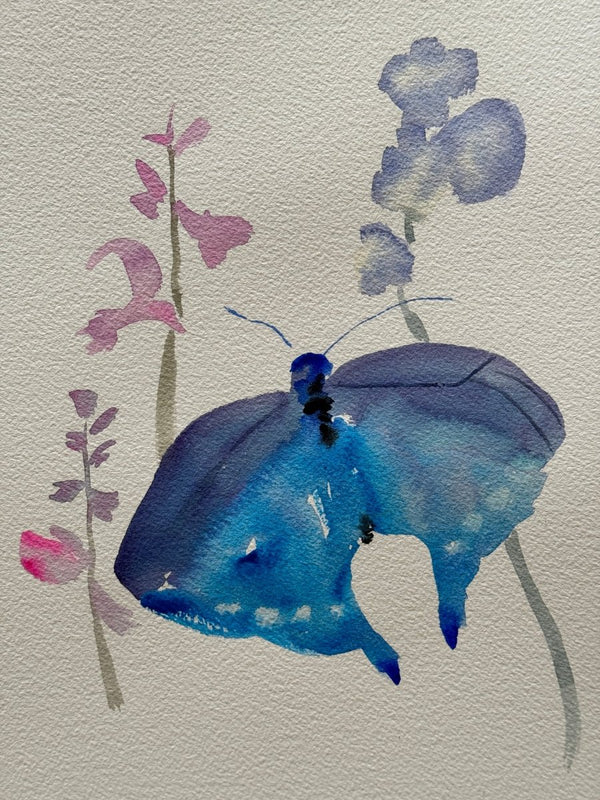 Blue Ray Butterfly | 14" h x 10" w - Liza Pruitt