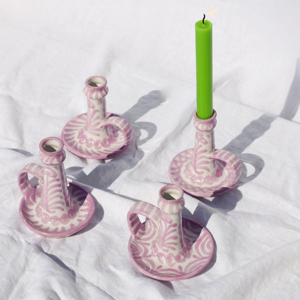 Candlestick with hand painted designs - Liza Pruitt