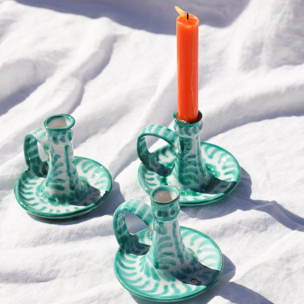 Candlestick with hand painted designs - Liza Pruitt