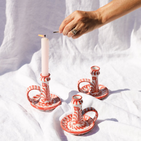 Candlestick with hand painted designs - Liza Pruitt