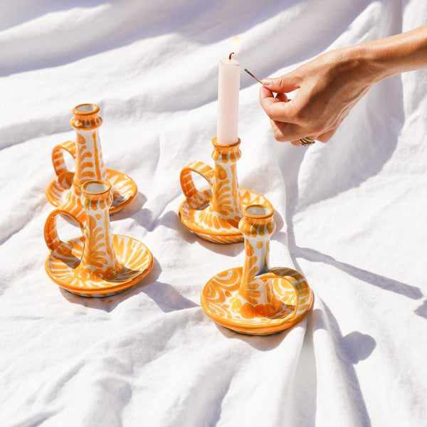 Candlestick with hand painted designs - Liza Pruitt