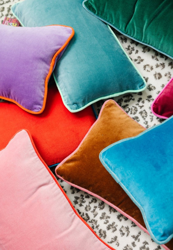 Charliss Velvet Lumbar Pillow - Lilac + Orange - Liza Pruitt