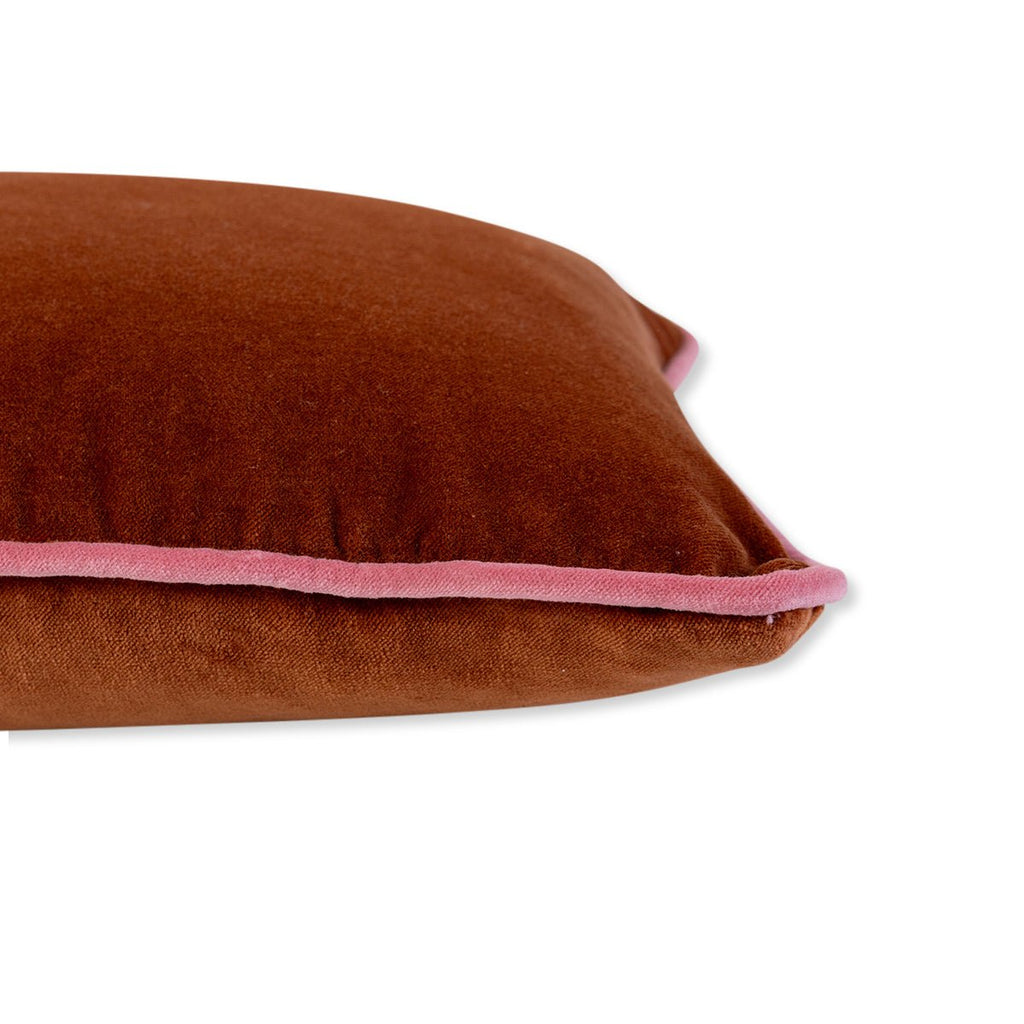 Charliss Velvet Lumbar Pillow - Rust + Light Pink - Liza Pruitt