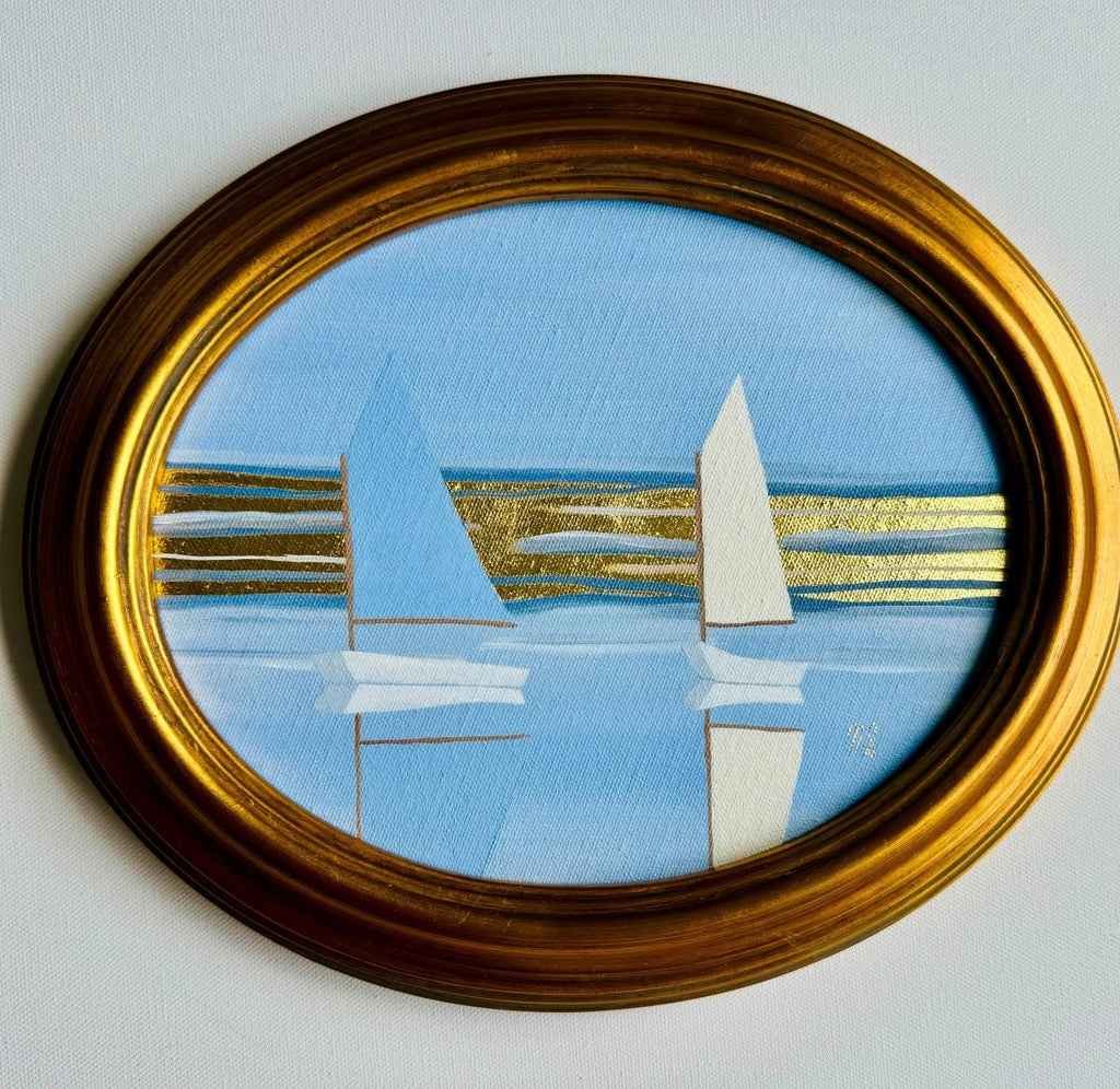 Coastal Blue & Cream | 10.25" h x 12.25" w | Framed - Liza Pruitt