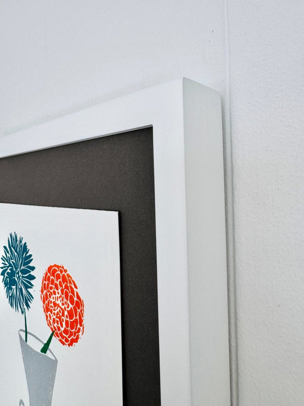 Dahlias on Gray | 14" h x 11" w | Framed - Liza Pruitt