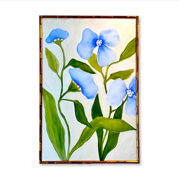 French Blue & Green Flora Soirée No.1 | 30" x 24" | Framed - Liza Pruitt