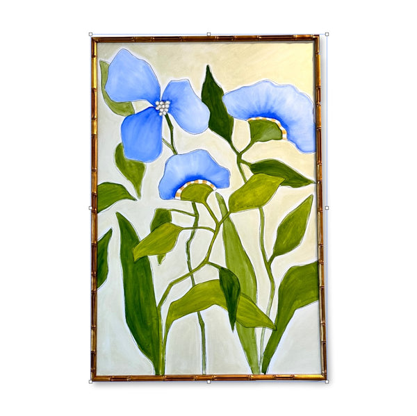 French Blue & Green Flora Soirée No.3 | 30" x 24" | Framed - Liza Pruitt