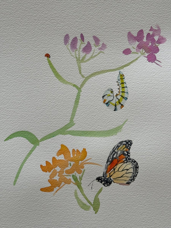 Ladybug Monarch and Caterpillar | 14" h x 10" w - Liza Pruitt