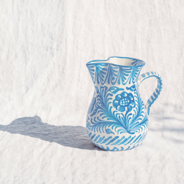 Medium pitcher with hand painted designs - Liza Pruitt