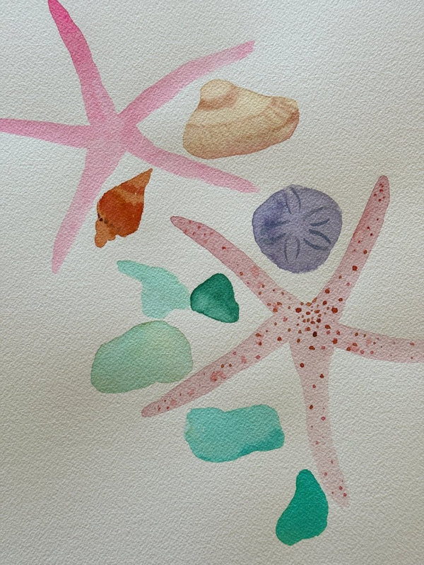 Sea Collection Two Pink Sea Star | 12” h x 9” w - Liza Pruitt