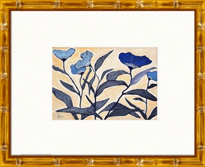 Wild Flowers Blue | 9" h x 12" w | Framed - Liza Pruitt