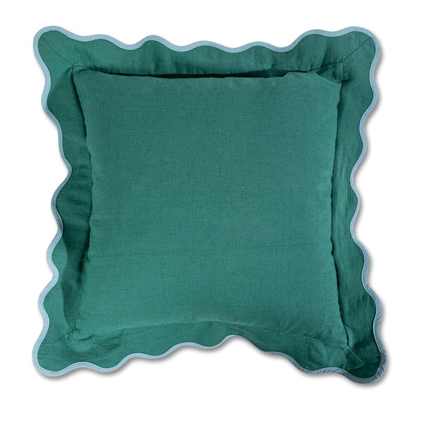 Darcy Linen Pillow - Green + Aqua - Liza Pruitt