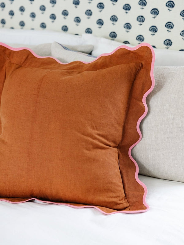 Darcy Linen Pillow - Rust + Light Pink - Liza Pruitt