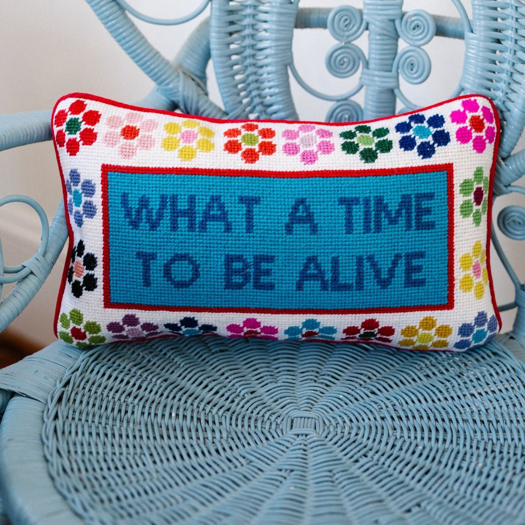 What a Time Needlepoint Pillow - Liza Pruitt