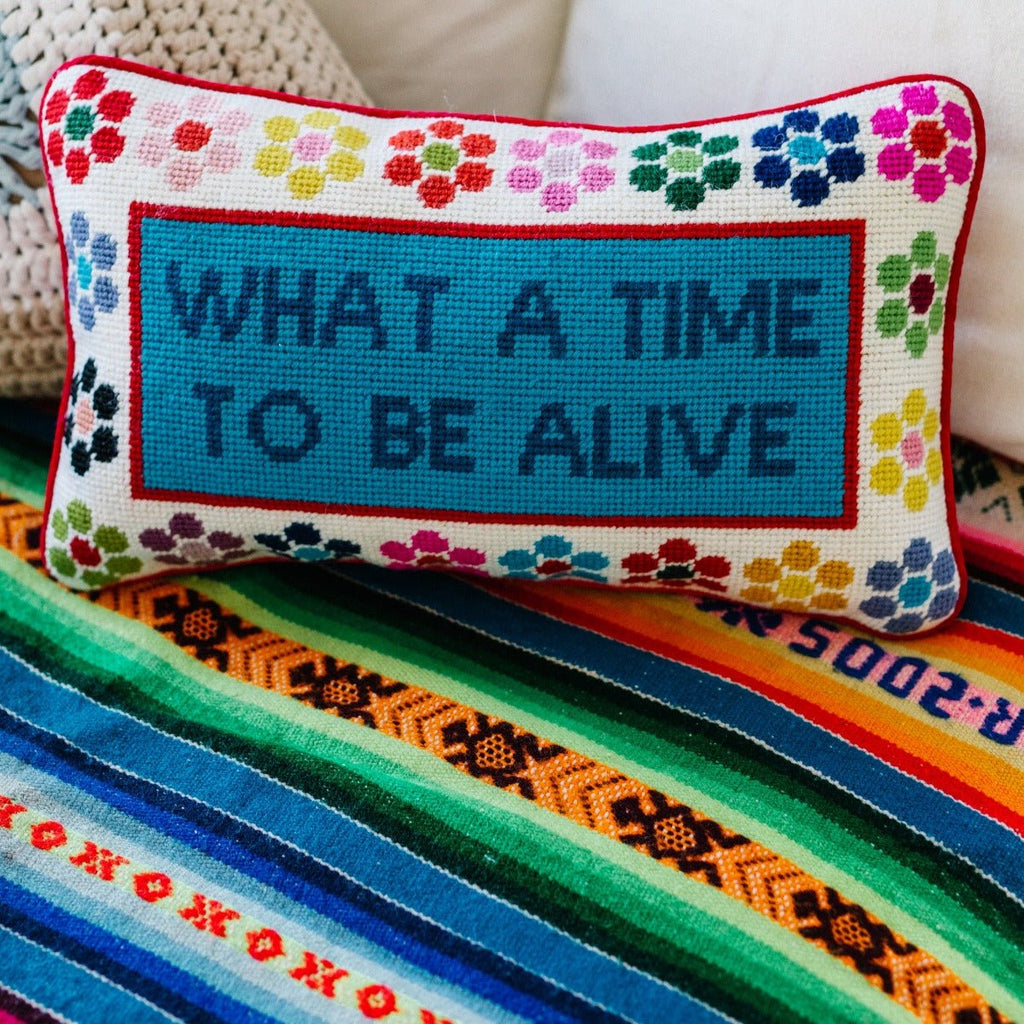 What a Time Needlepoint Pillow - Liza Pruitt